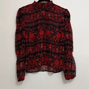 BB Dakota Red Floral Blouse